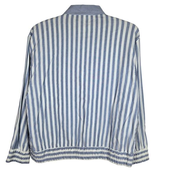 Vtg IB Diffusion Jacket L Striped Color Block Embroidered Fish Beaded Zip Blue - Picture 2 of 5